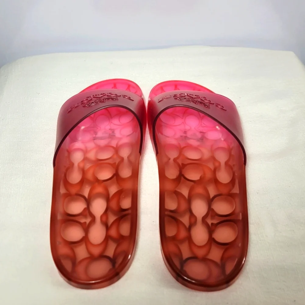 Coach Women's Size 9B Pink Ulyssa Jelly Slides.